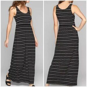 Athleta Modal Blend Maxi Dress, Black & White Stripes, Size Medium